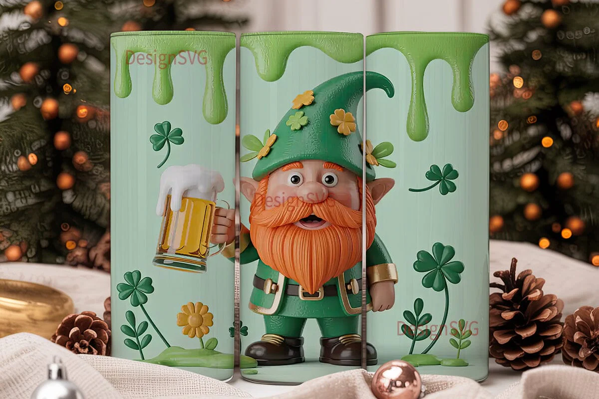 St. Patrick's Day Gnome 20oz Tumbler - Image 2
