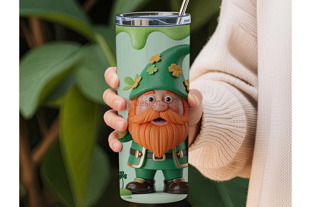 St. Patrick's Day Gnome 20oz Tumbler - Image 3