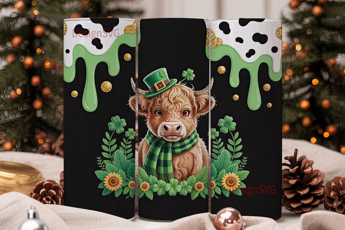 St. Patrick's Highland Cow 20oz Tumbler - Image 2