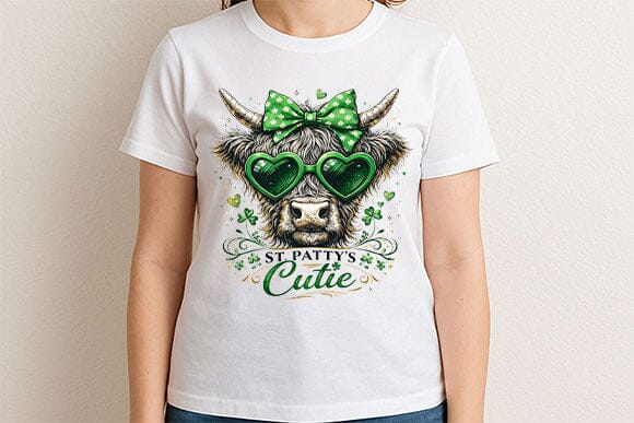 St Patty’s Cutie Cow PNG | Cute Shamrock Sublimation Design - Image 2