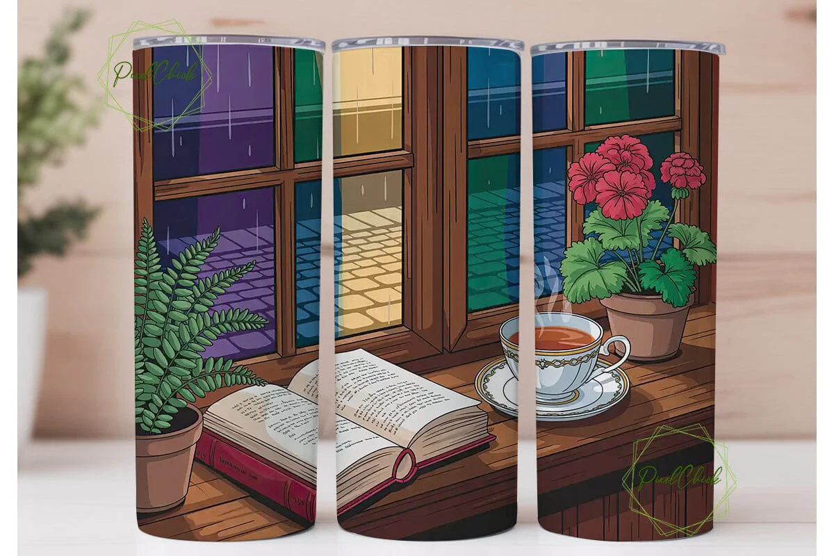 Stained Glass Bookshelf 20oz Tumbler