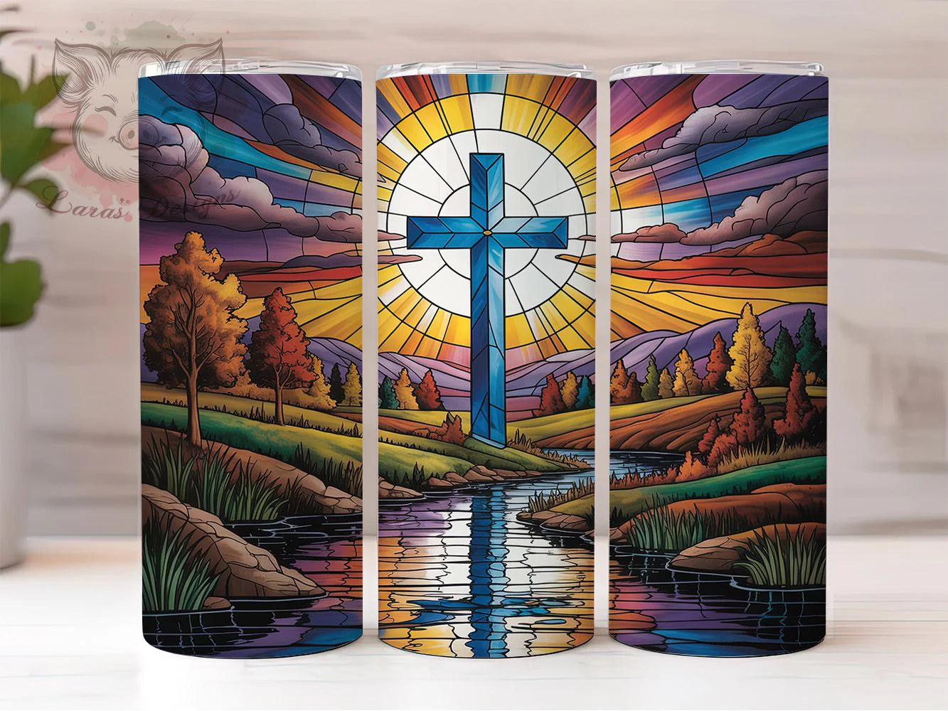 Stained Glass Faith Cross Tumbler, Religious Tumbler Design, Stylish 20oz Wrap, Sublimation Design, Trendy Gift Idea, Faith Cross Wrap, Inspirational Tumbler