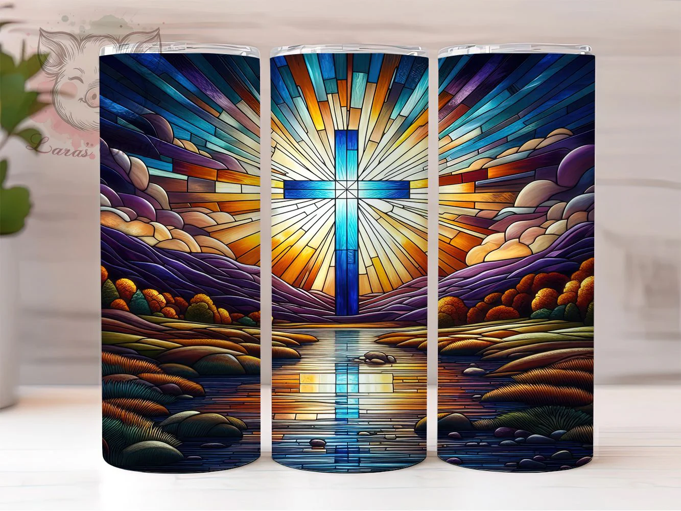 Stained Glass Faith Cross Tumbler, Religious Tumbler Design, Stylish 20oz Wrap, Sublimation Design, Trendy Gift Idea, Faith Cross Wrap, Inspirational Tumbler