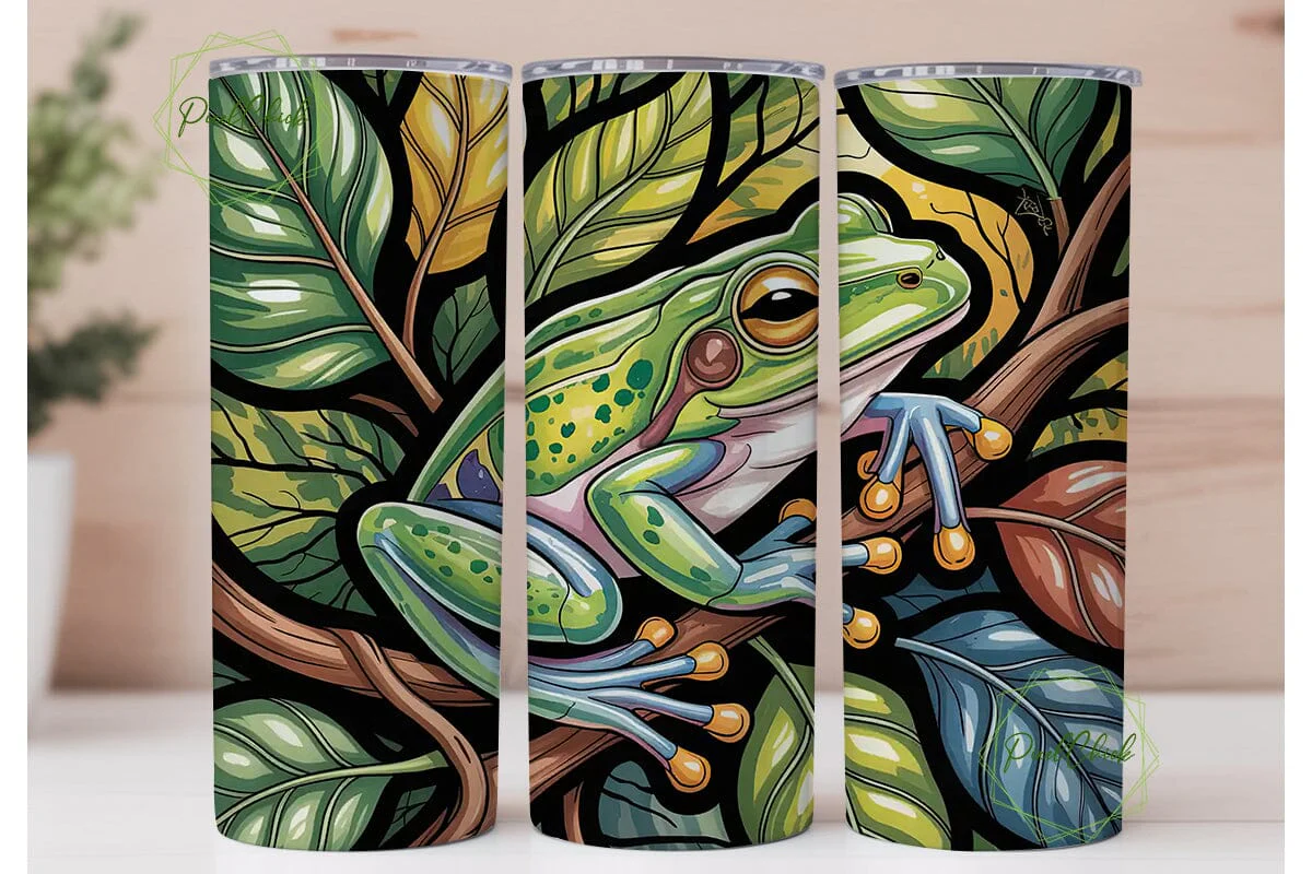 Stained Glass Frog 20oz Tumbler Wrap - Image 2