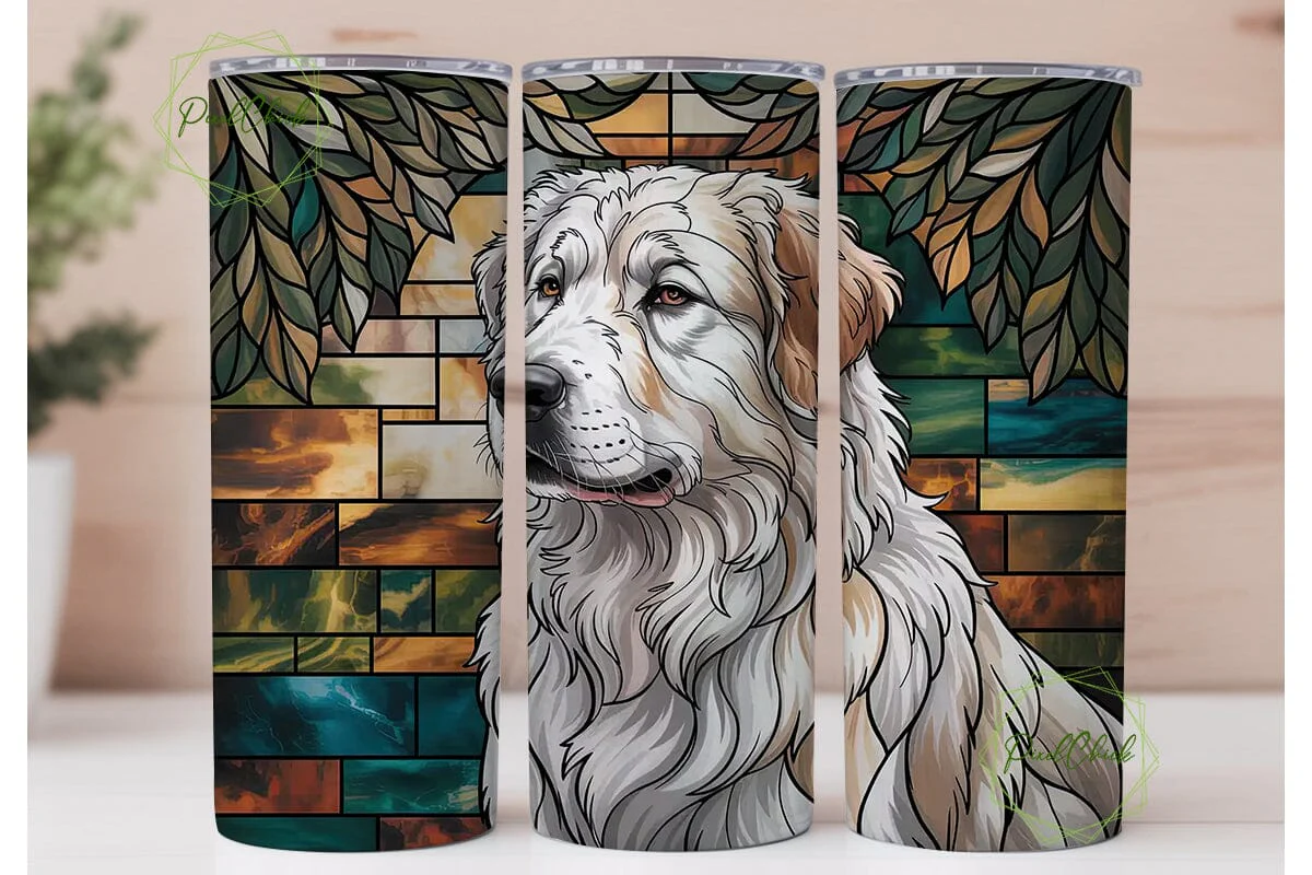 Stained Glass Great Pyrenees Tumbler - Image 2