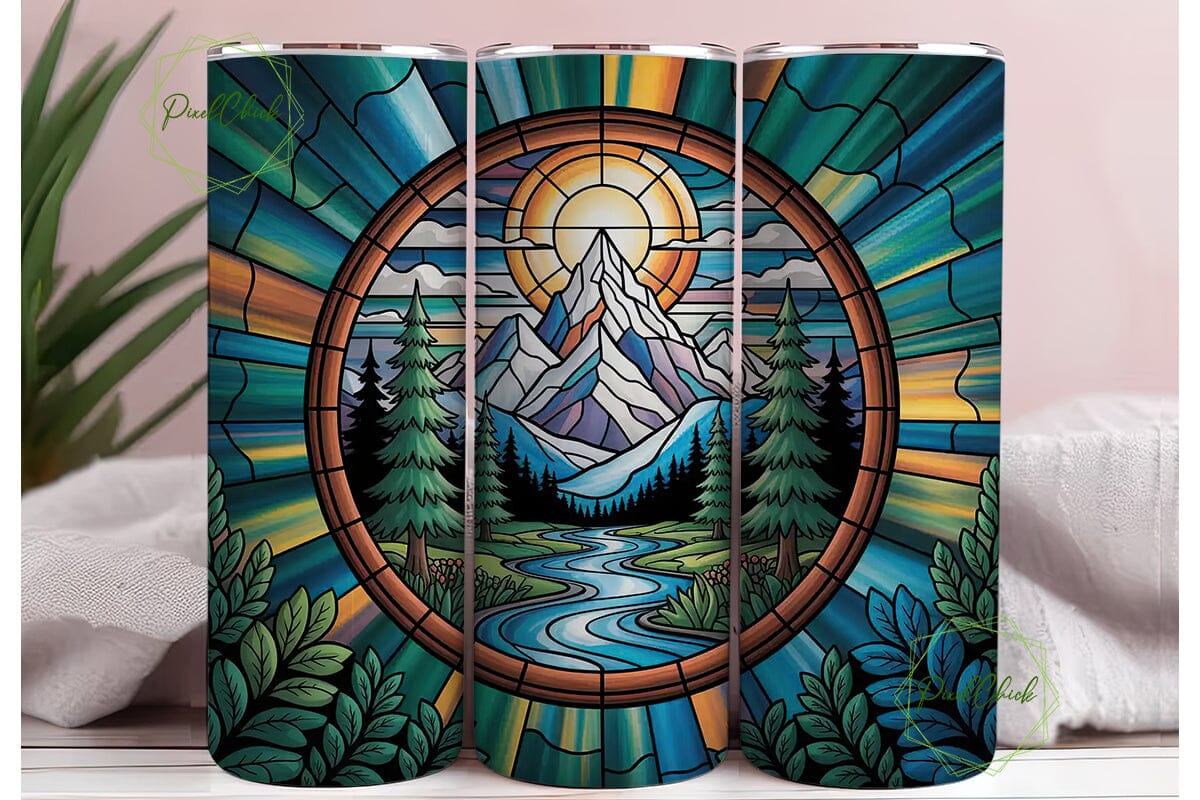 Stained Glass Mountain 20oz Tumbler Wrap - Image 3