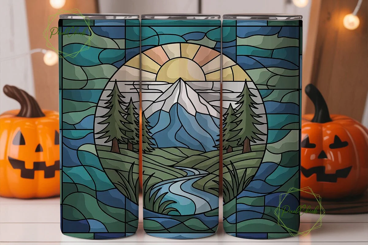 Stained Glass Mountain 20oz Tumbler Wrap - Image 2