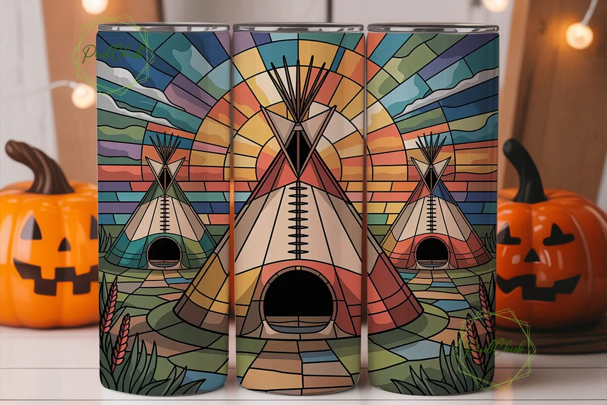 Stained Glass Teepee 20oz Tumbler Wrap - Image 2