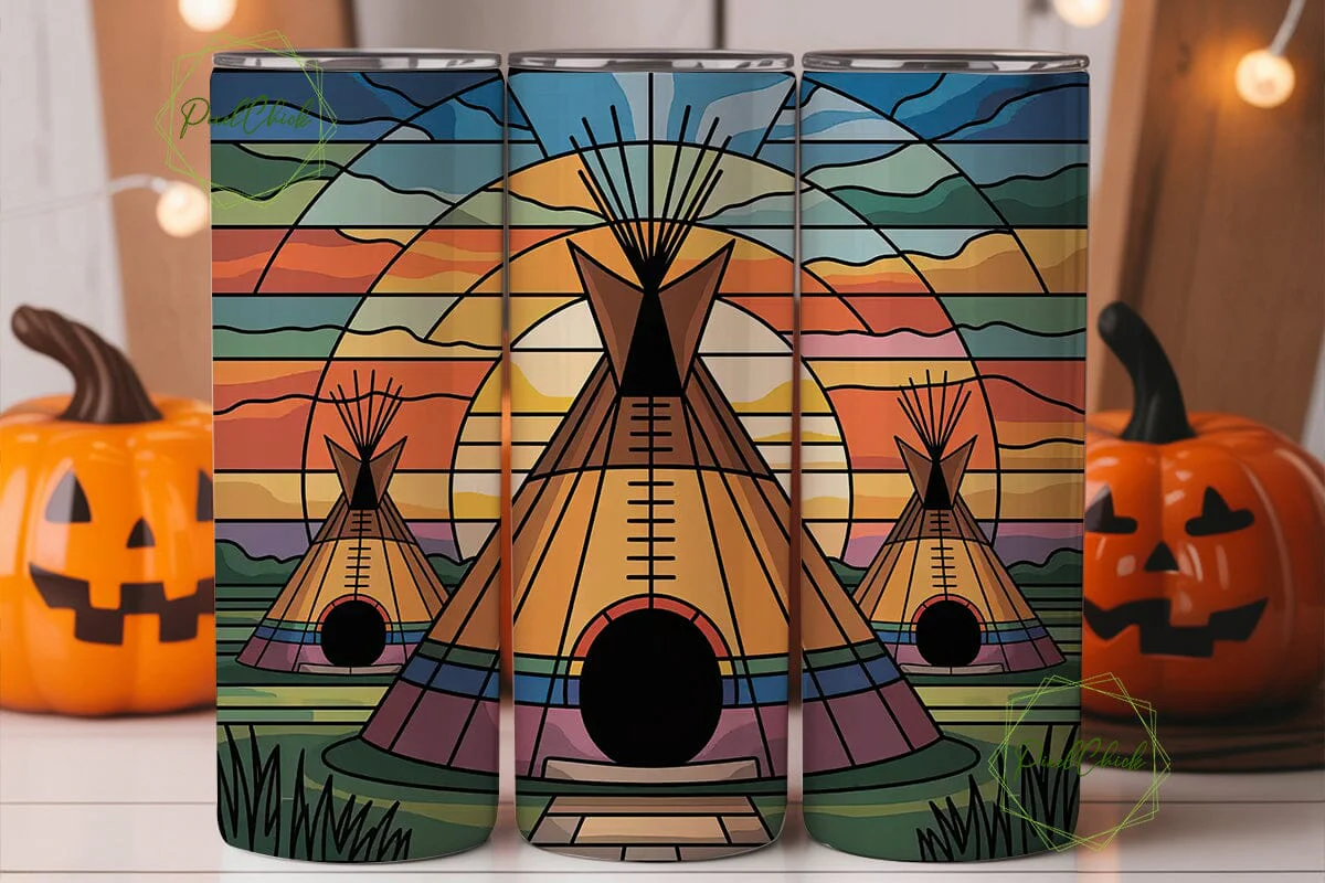 Stained Glass Teepee 20oz Tumbler Wrap - Image 2