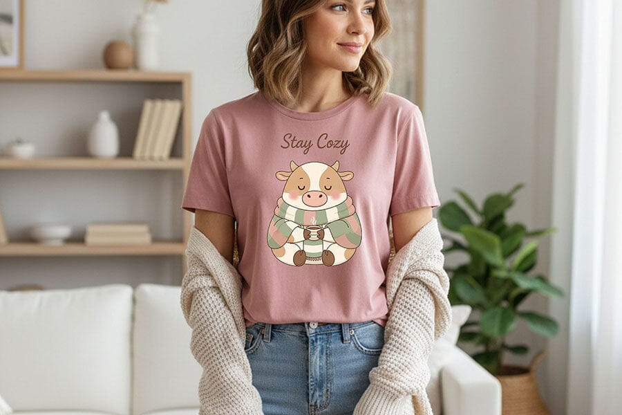 Stay Cozy Png, Cute Cow Png, Cozy Cow Design, Winter Cow Png, Farmhouse Cozy Png, Cow Sublimation, Cute Animal Png, Farm Animal Png Download