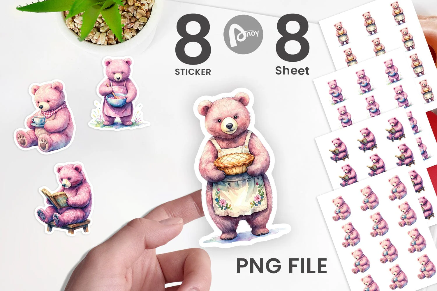 Sticker Baking Mama Bear Watercolor - Image 2