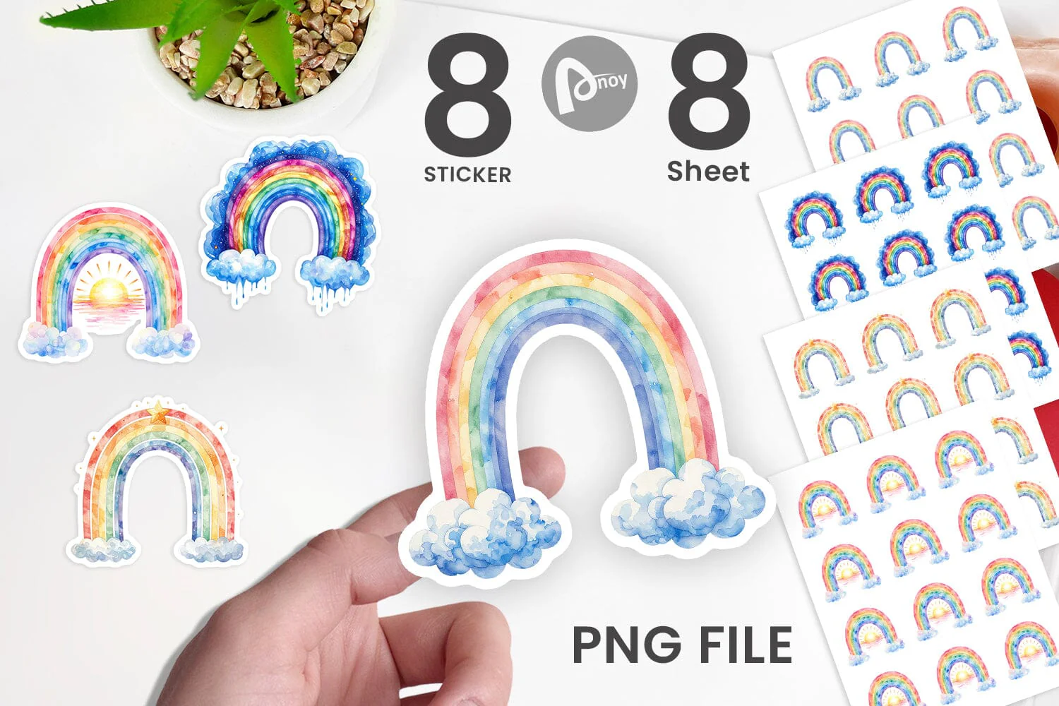 Sticker Celestial Boho Rainbow