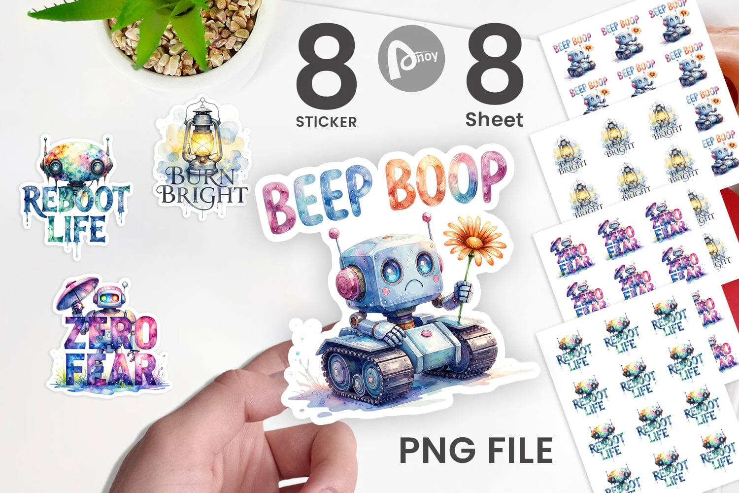 Sticker Cute Vintage Robot Quotes - Image 2