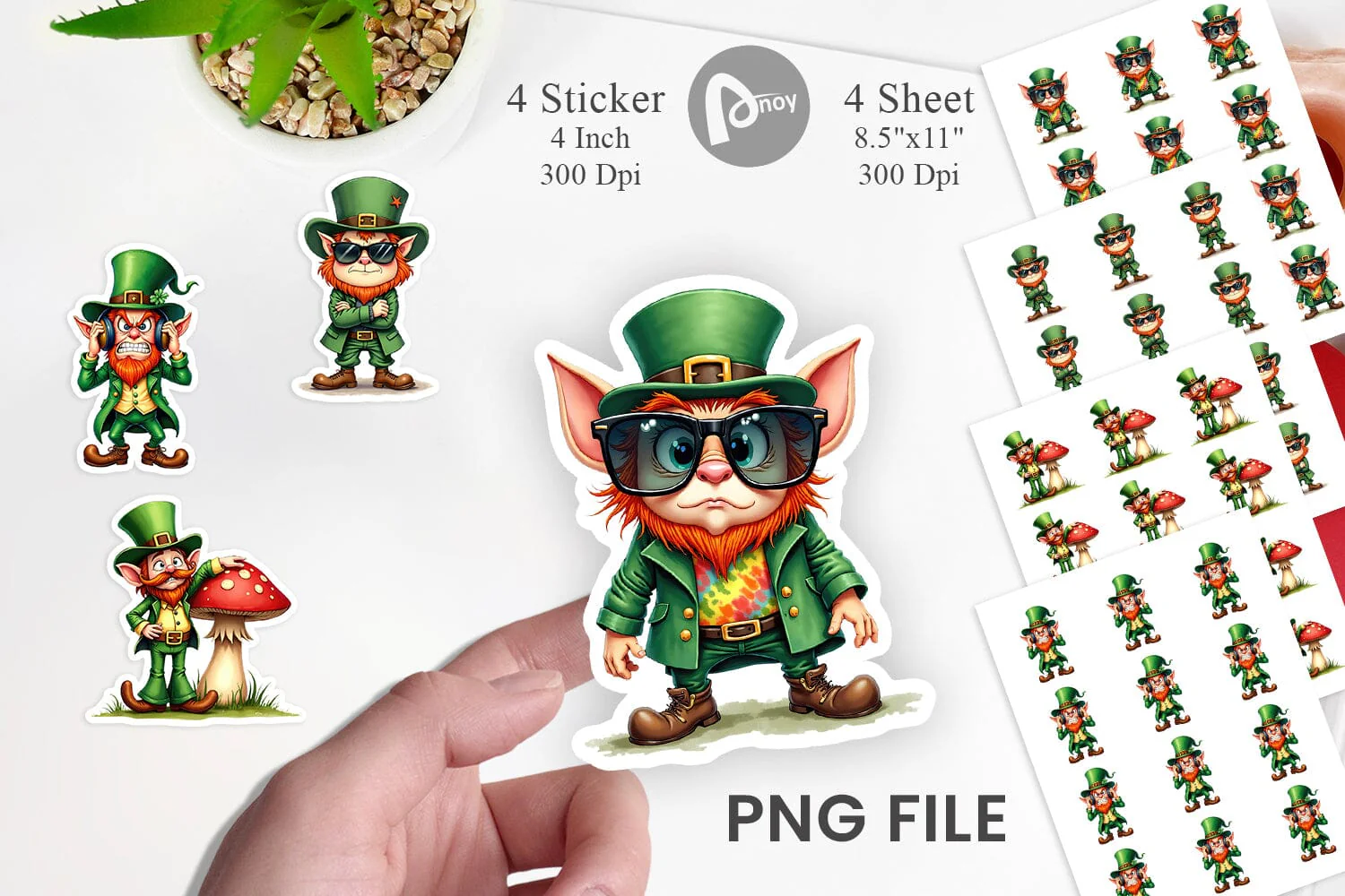 Sticker Grumpy Retro Leprechaun