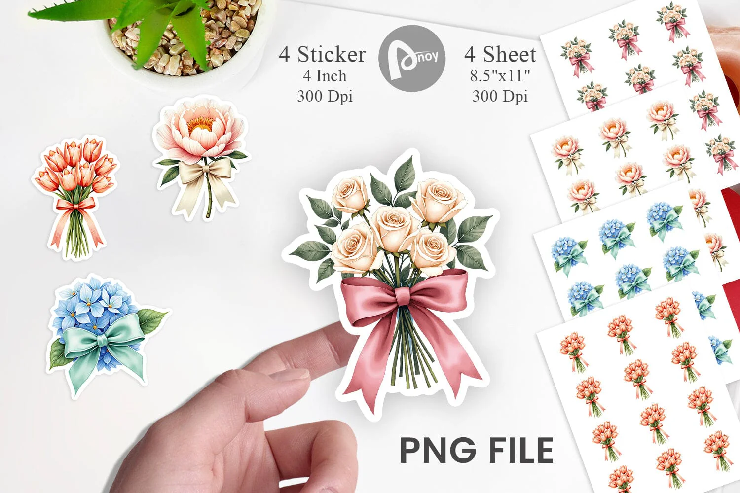 Sticker Vintage Floral Bow