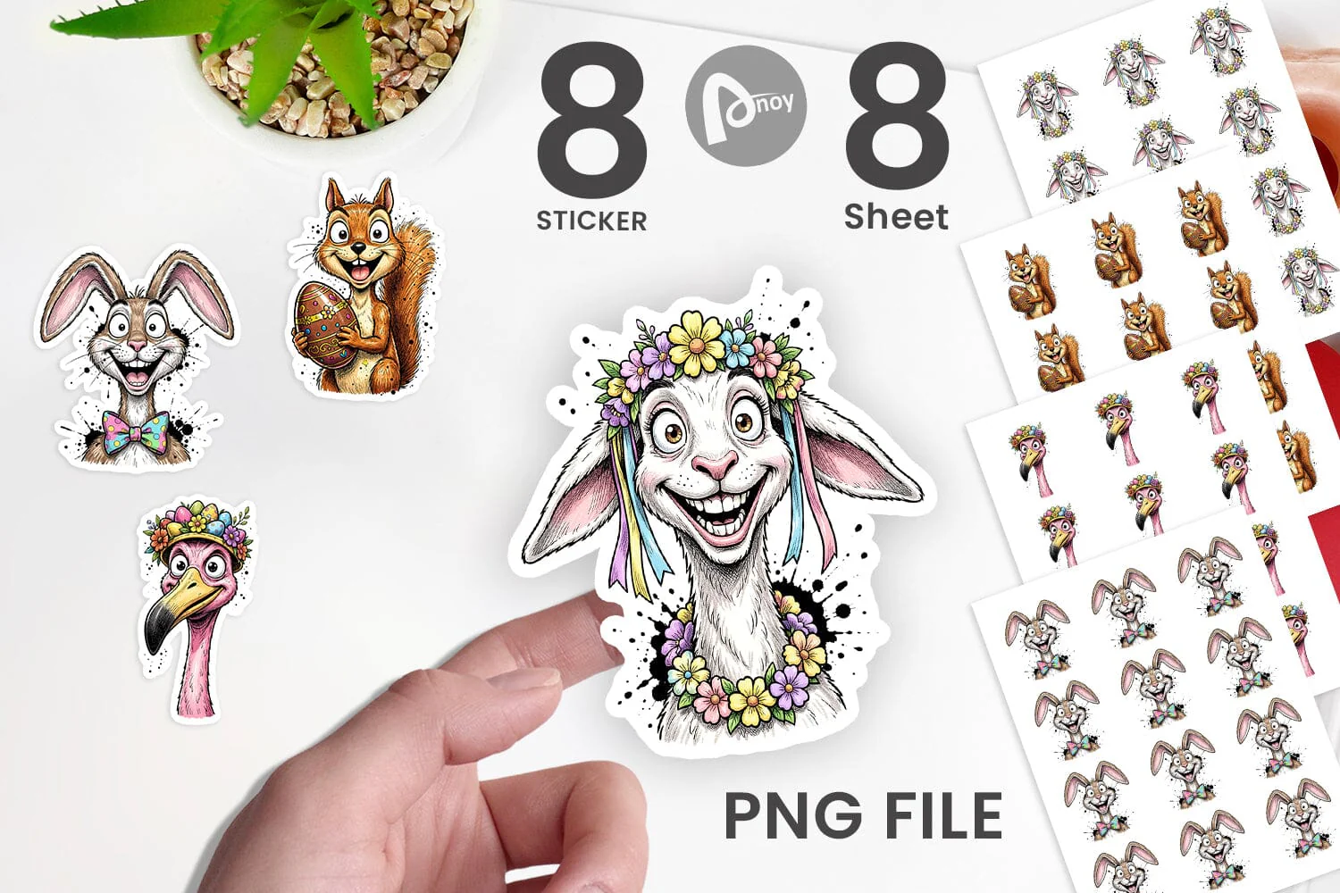 Sticker Wacky Easter Animal Portrait