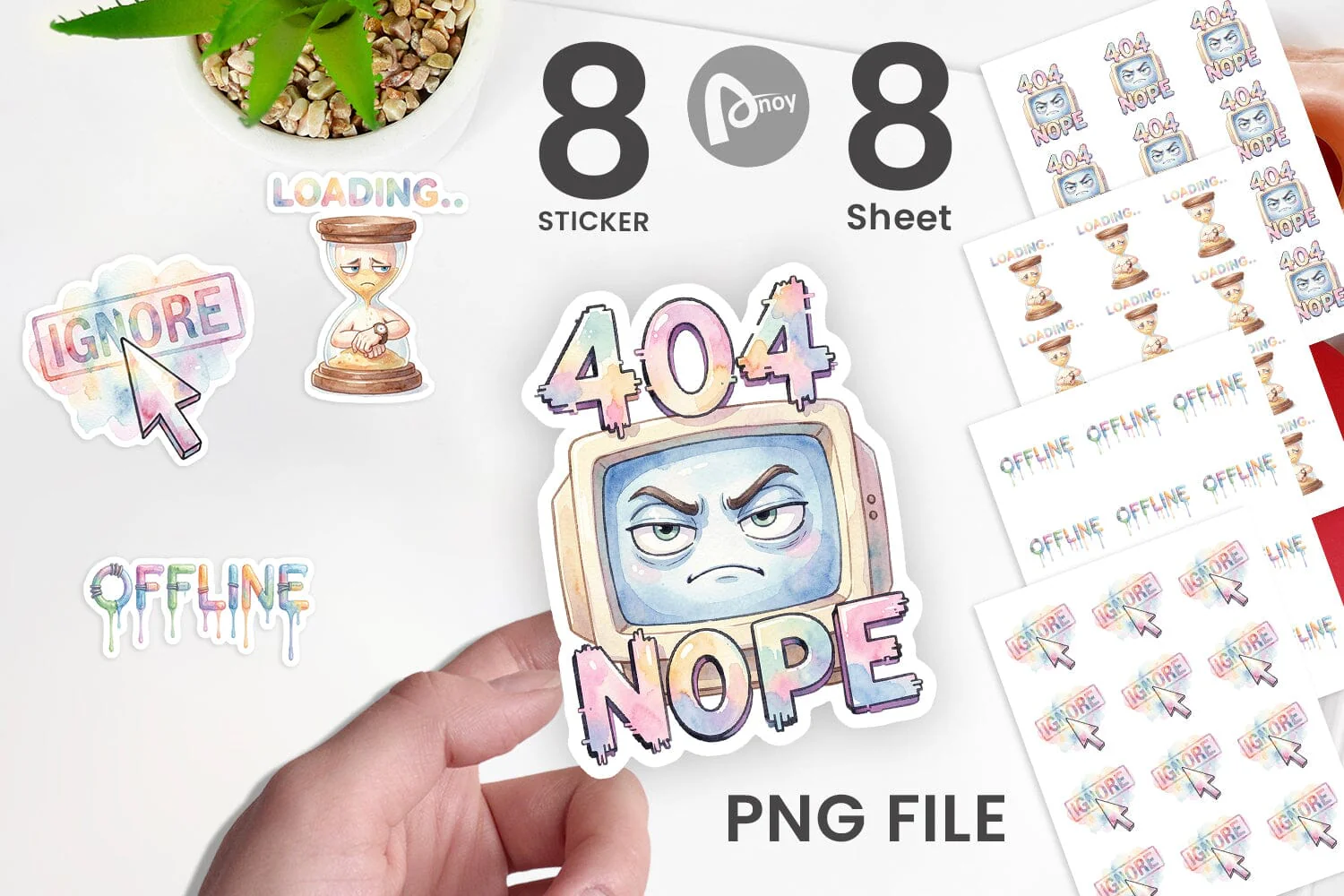 Sticker Watercolor Funny 90s Tech Quotes - Image 2