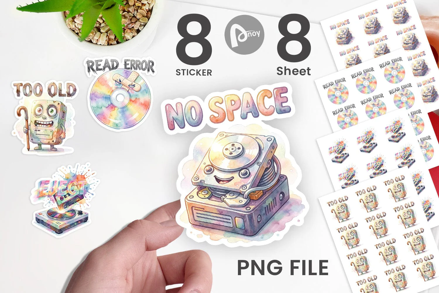 Sticker Watercolor Funny Retro Storage Quotes