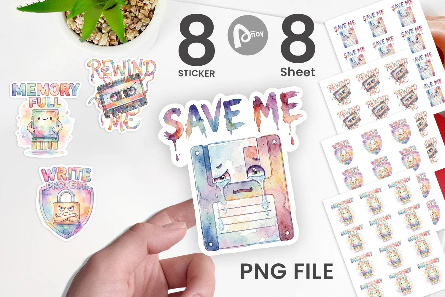 Sticker Watercolor Funny Retro Storage Quotes - Image 2