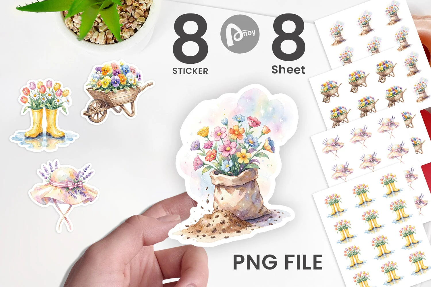Sticker Watercolor Moms Magic Garden Tools - Image 2