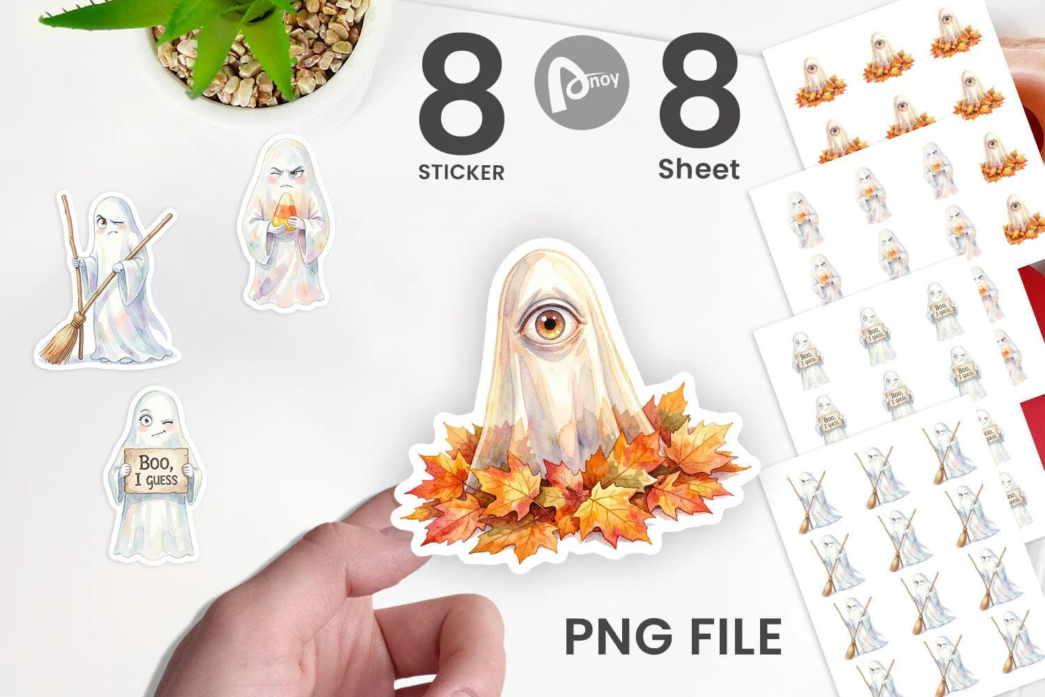 Sticker Watercolor Sarcastic Autumn Fall Ghost