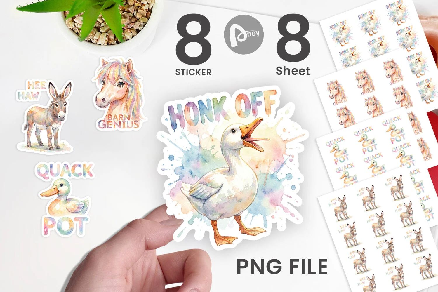 Sticker Watercolor Wacky Barnyard Animal Quotes