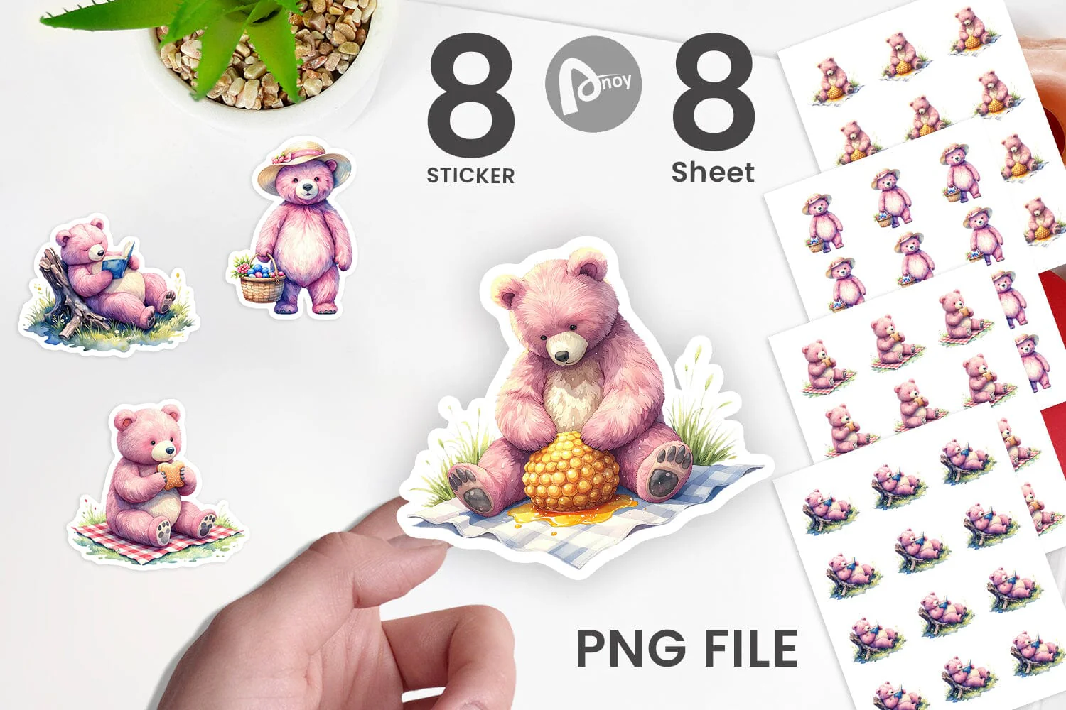 Sticker Woodland Mama Bear Watercolor