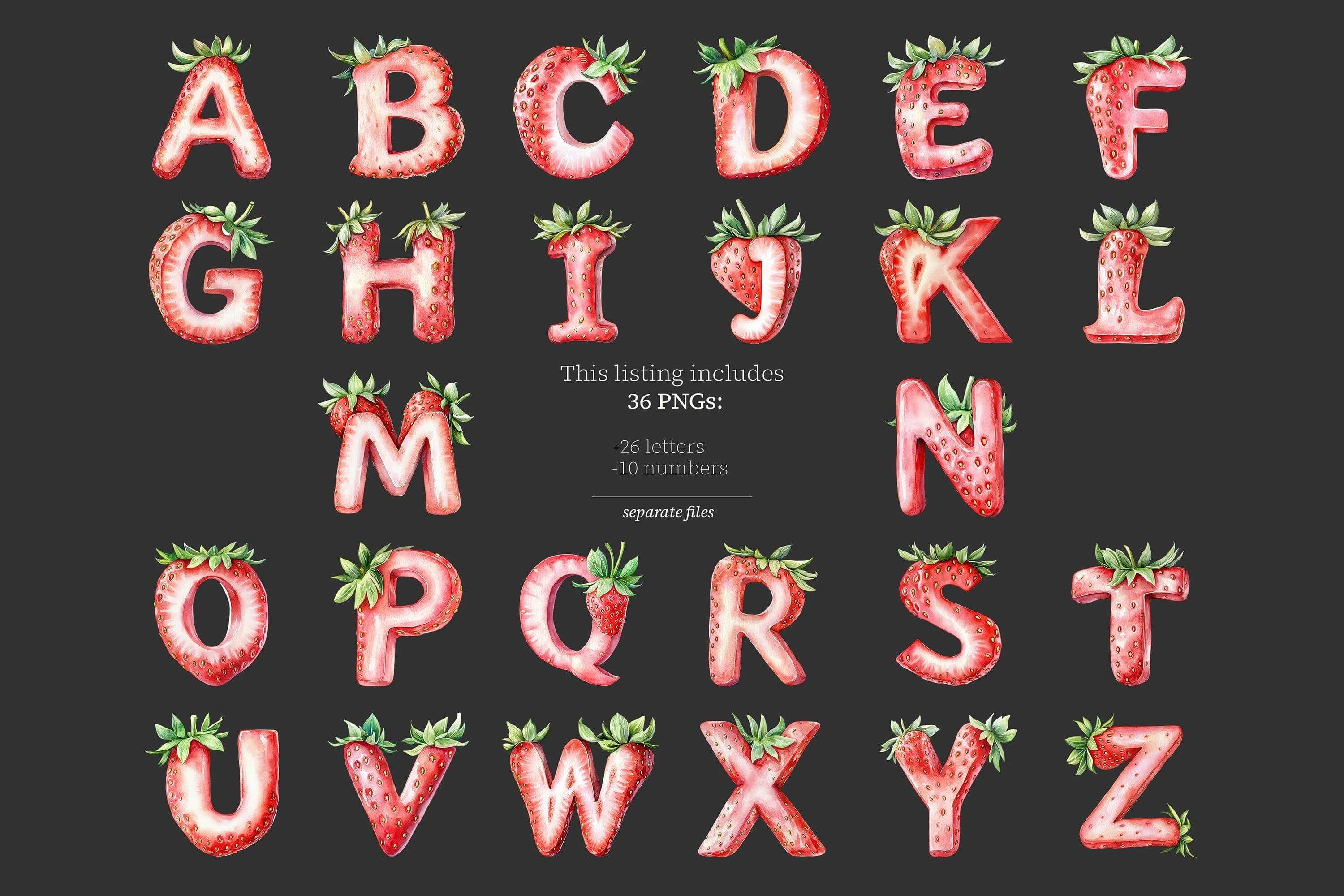 Strawberry Alphabet | Summer Letters | Birthday Letters - Image 4