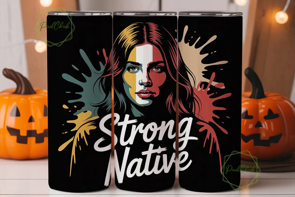 Strong Native Woman 20oz Tumbler Wrap - Image 2