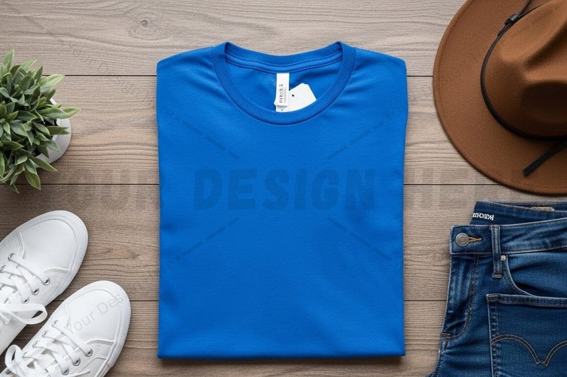 Stylish blue t-shirt mockup design