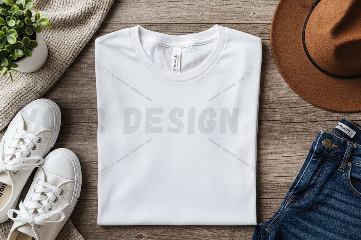 Stylish white t-shirt mockup design