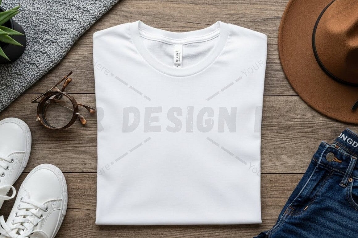 Stylish white t-shirt mockup design