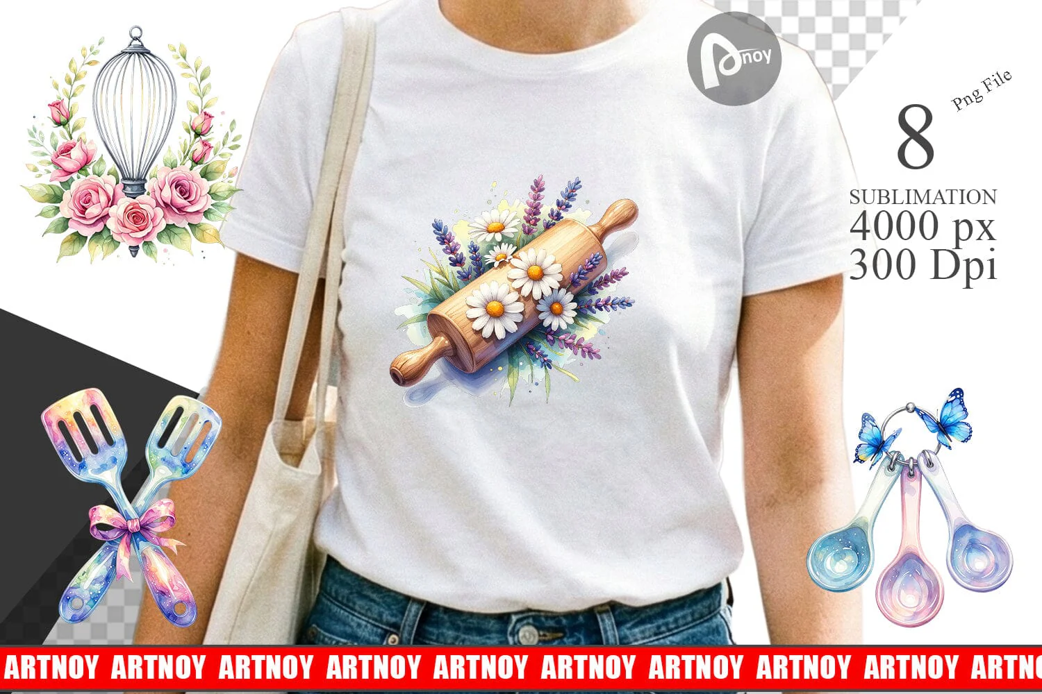 Sublimation Floral Kitchen Tools Decor - Image 2