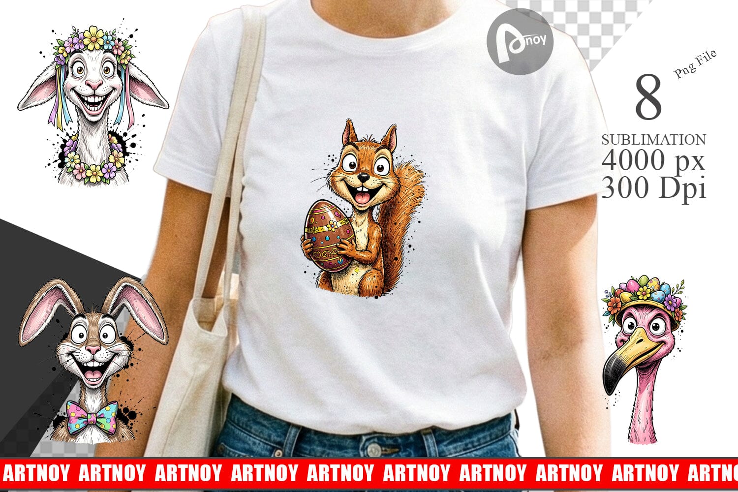 Sublimation Wacky Easter Animal Portrait