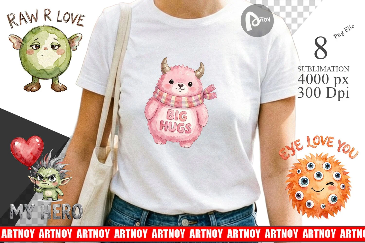 Sublimation Watercolor Cute Ugly Momster Quotes - Image 2