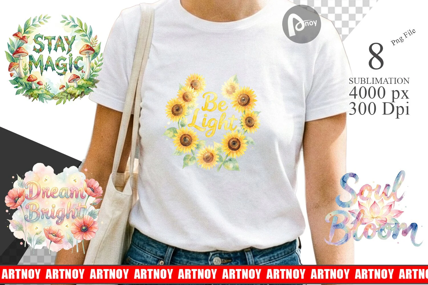 Sublimation Watercolor Enchanted Magic Flower Quote - Image 2