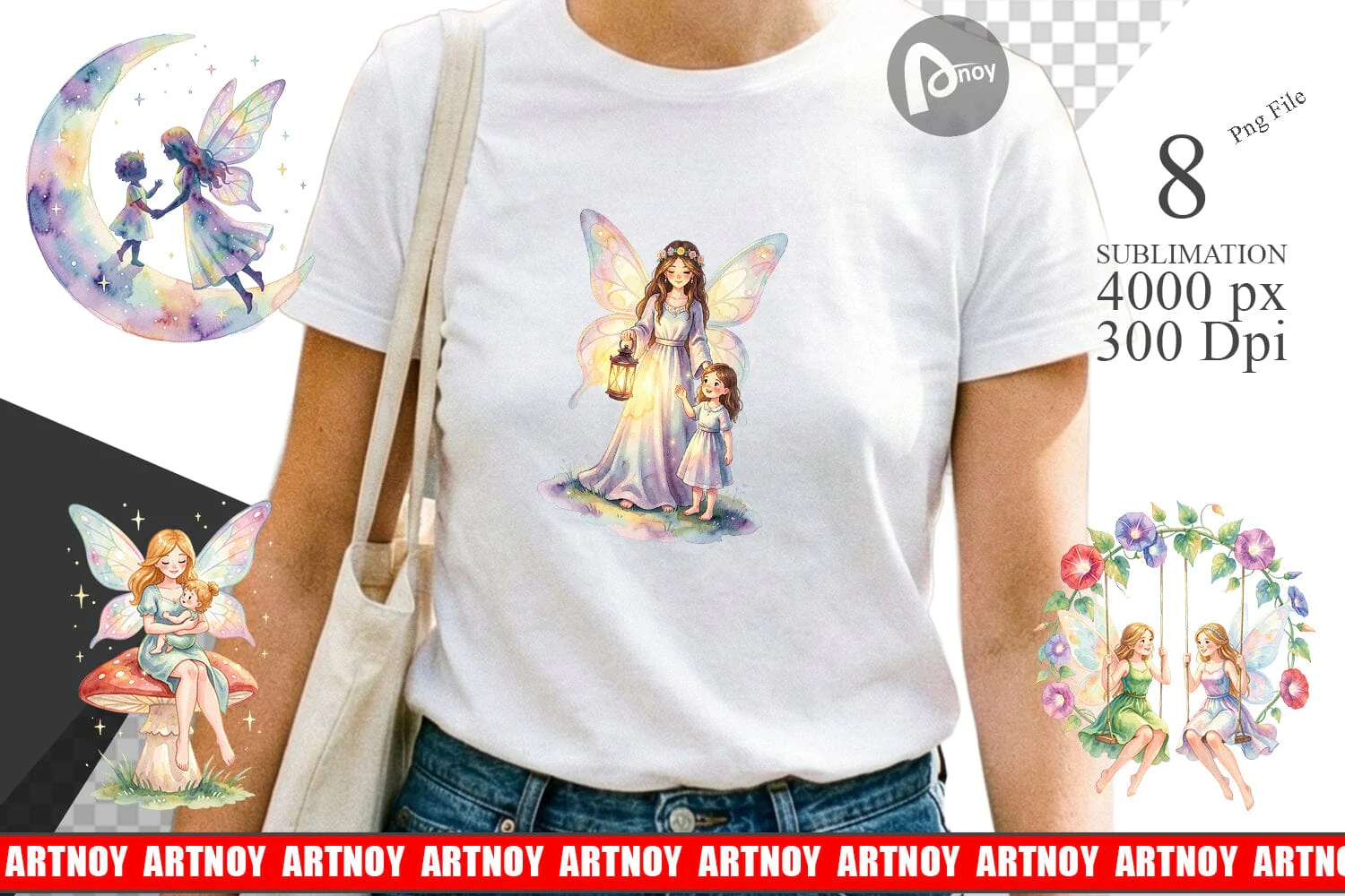 Sublimation Watercolor Fairy Mom And Baby Fantasy
