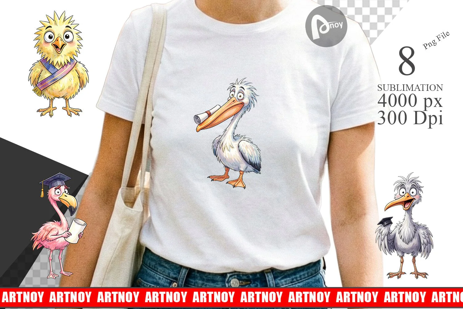 Sublimation Watercolor Funny Animal Graduation