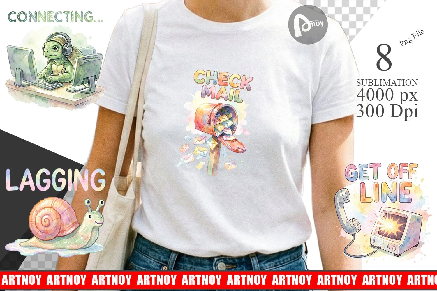 Sublimation Watercolor Funny Dial-Up Internet Art - Image 2