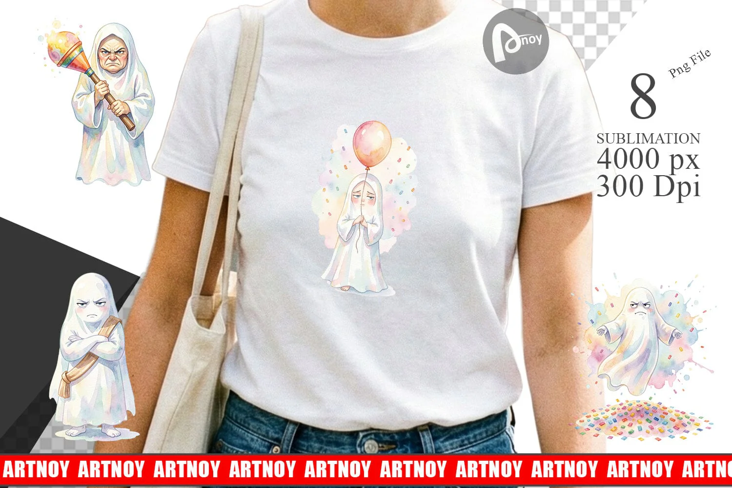 Sublimation Watercolor Grumpy Anti Social Ghost