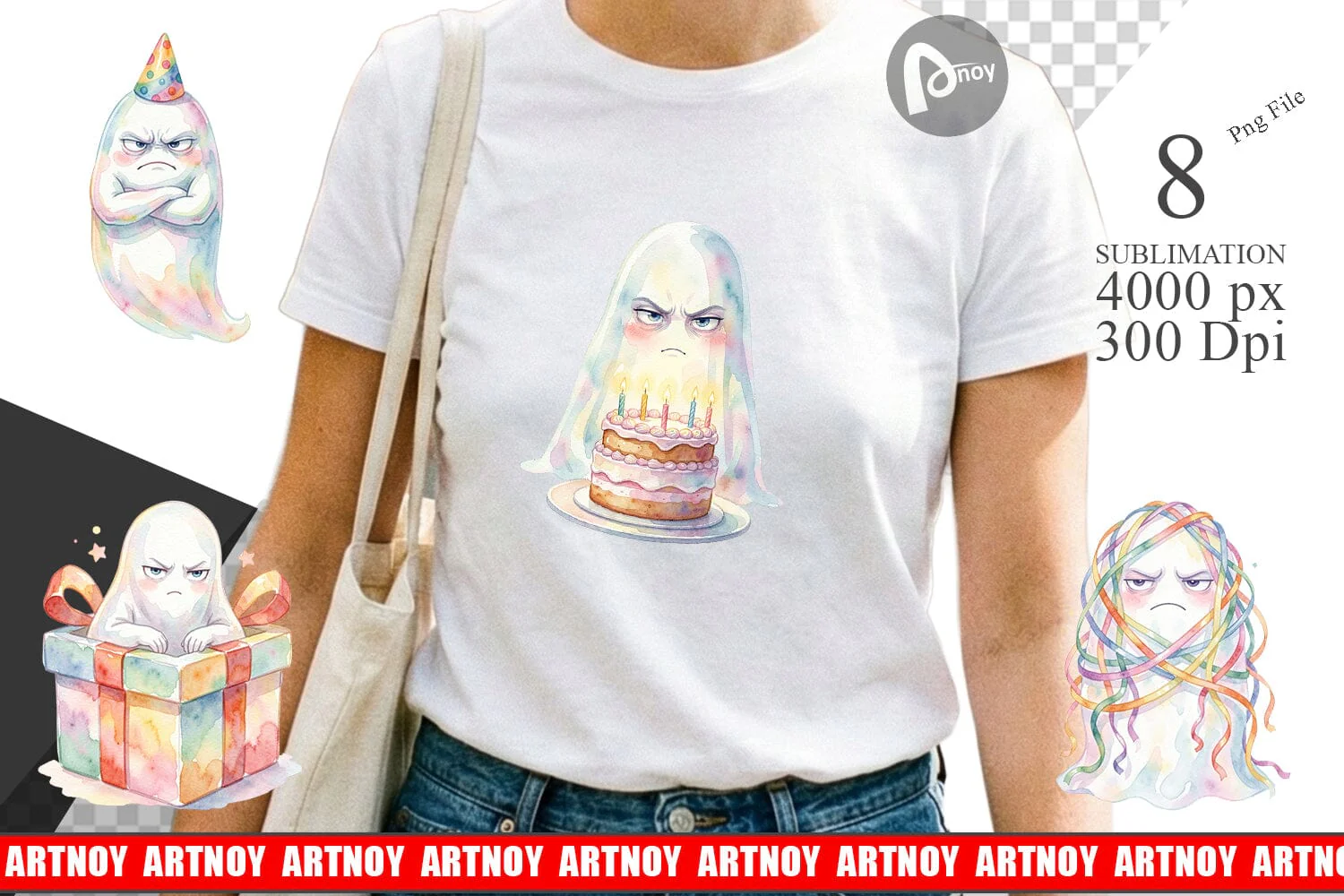 Sublimation Watercolor Grumpy Anti Social Ghost - Image 2