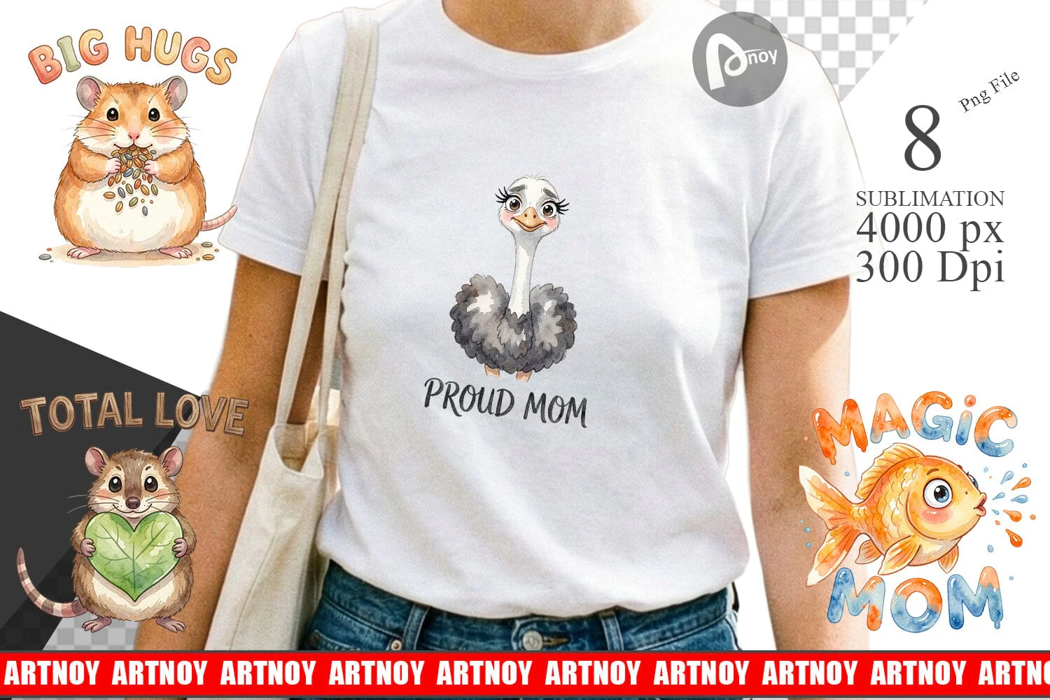 Sublimation Watercolor Quirky Ugly Cute Animal Mom