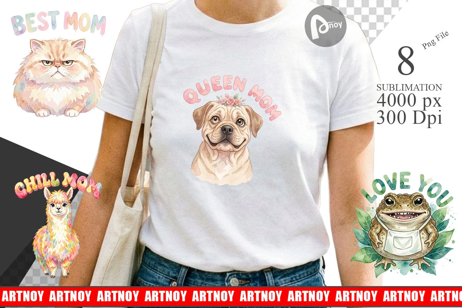 Sublimation Watercolor Quirky Ugly Cute Animal Mom - Image 2