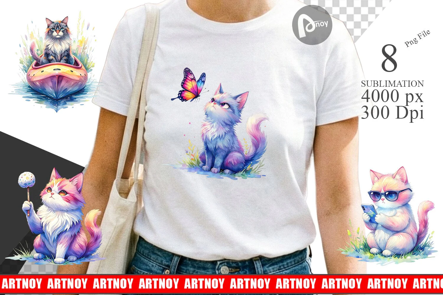 Sublimation Watercolor Sassy Sarcastic Camping Cat