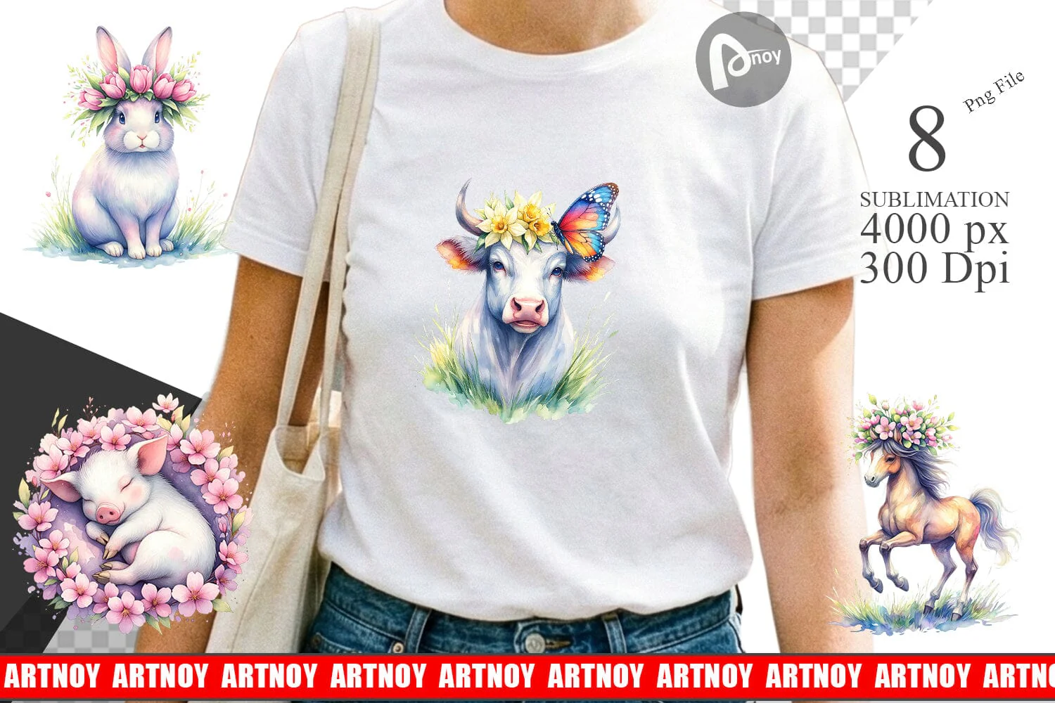 Sublimation Watercolor Spring Farmyard Flower Art - Image 2