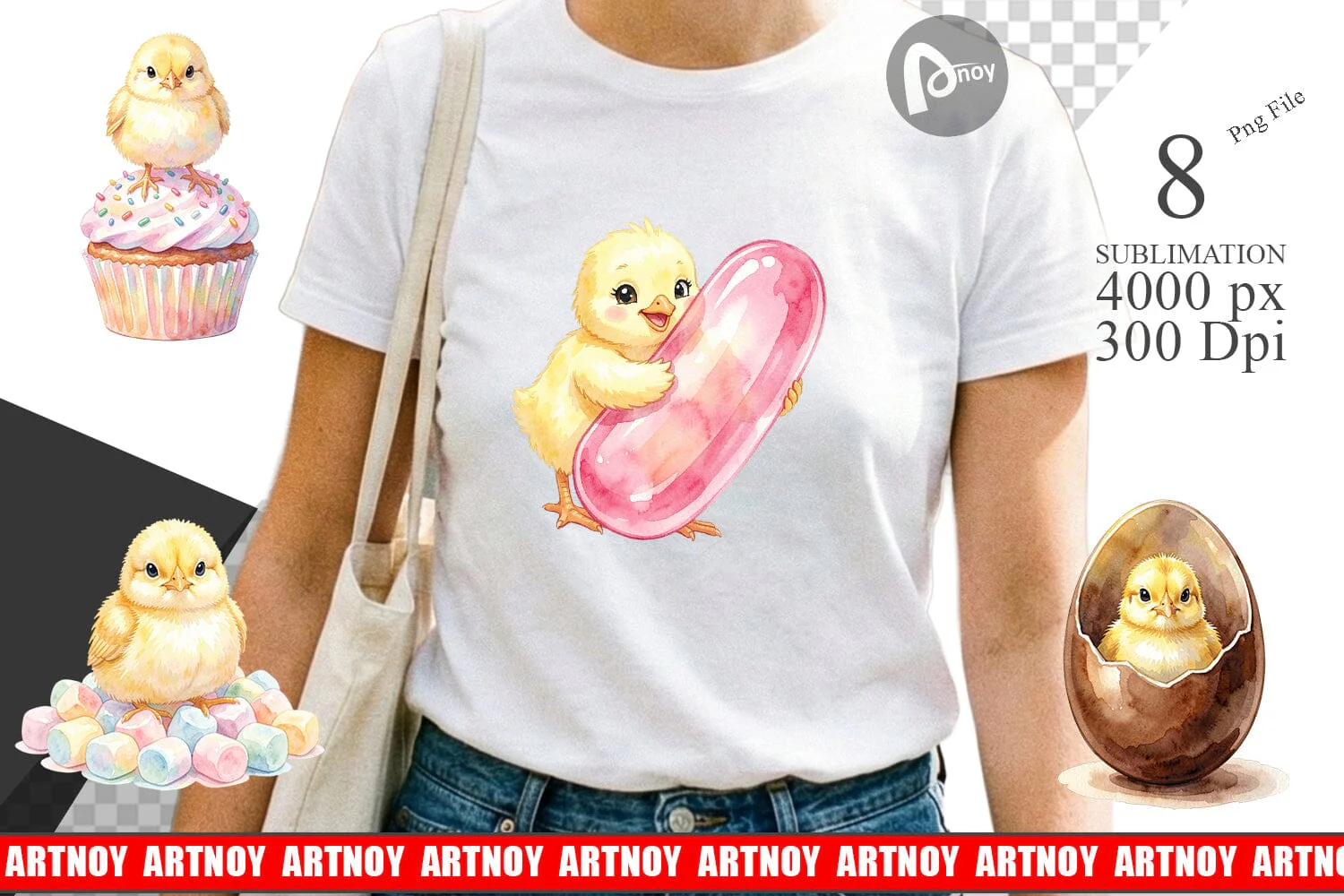 Sublimation Watercolor Sweet Candy Easter Chicks - Image 2