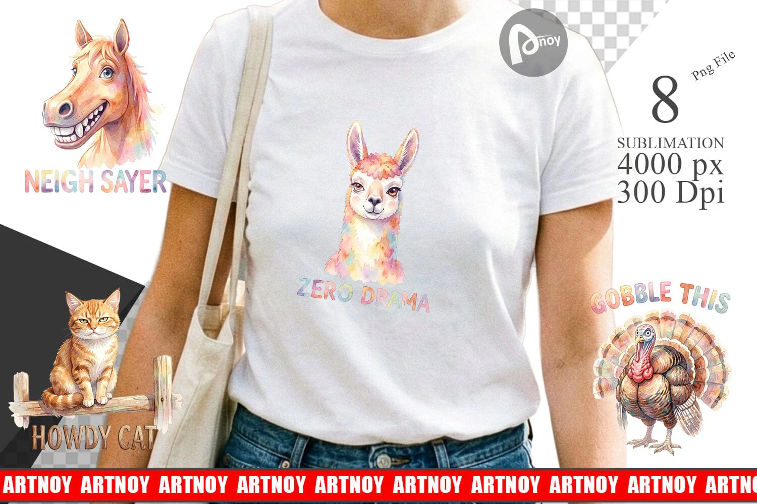 Sublimation Watercolor Wacky Barnyard Animal Quotes - Image 2