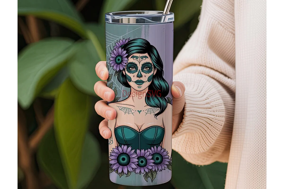 Sugar Skull Beauty 20oz Tumbler Wrap - Image 3