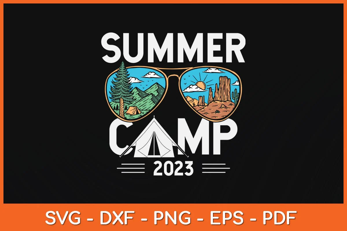Summer Camp 2023 Sunglasses Camping Vacation Svg Design