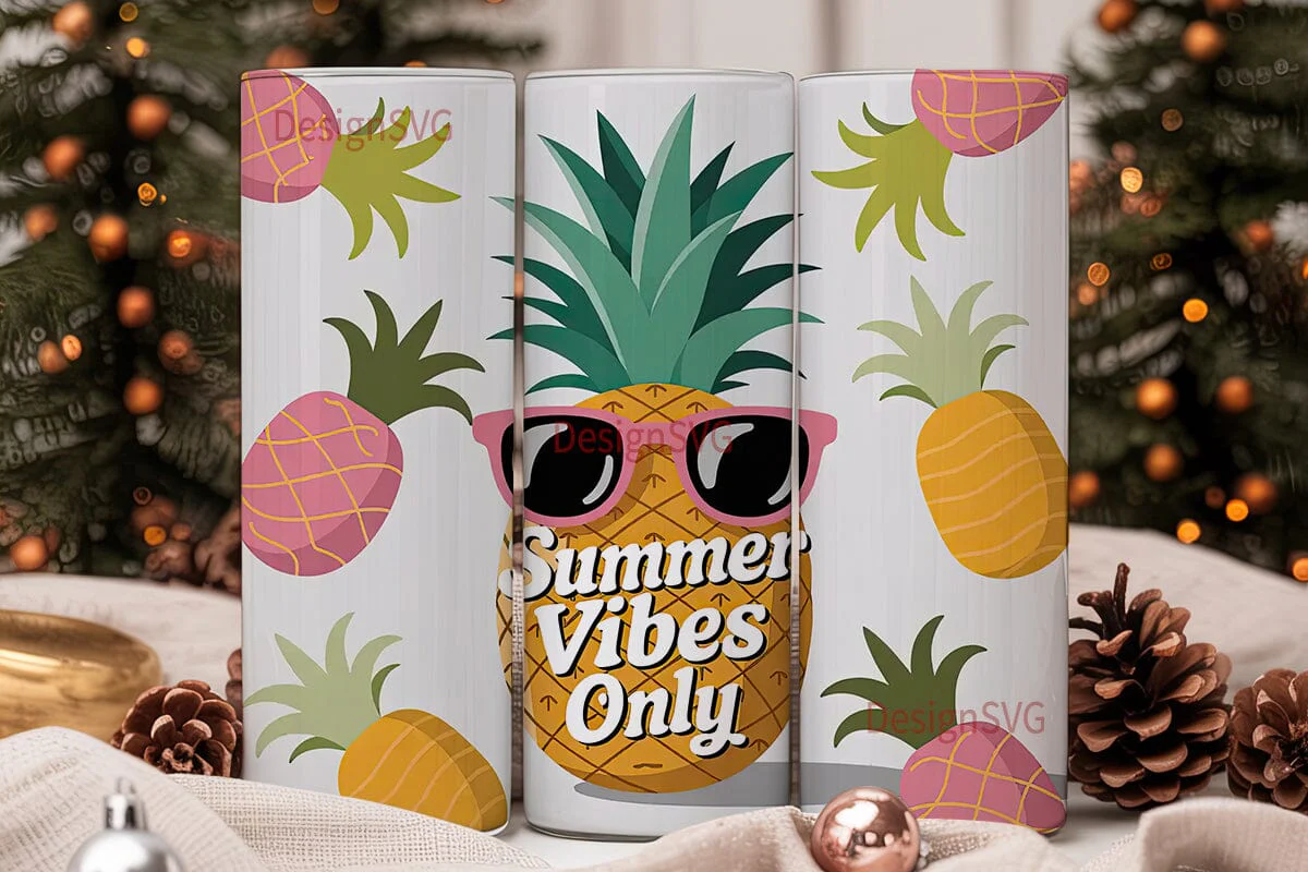 Summer Pineapple Vibes 20oz Tumbler Wrap - Image 2